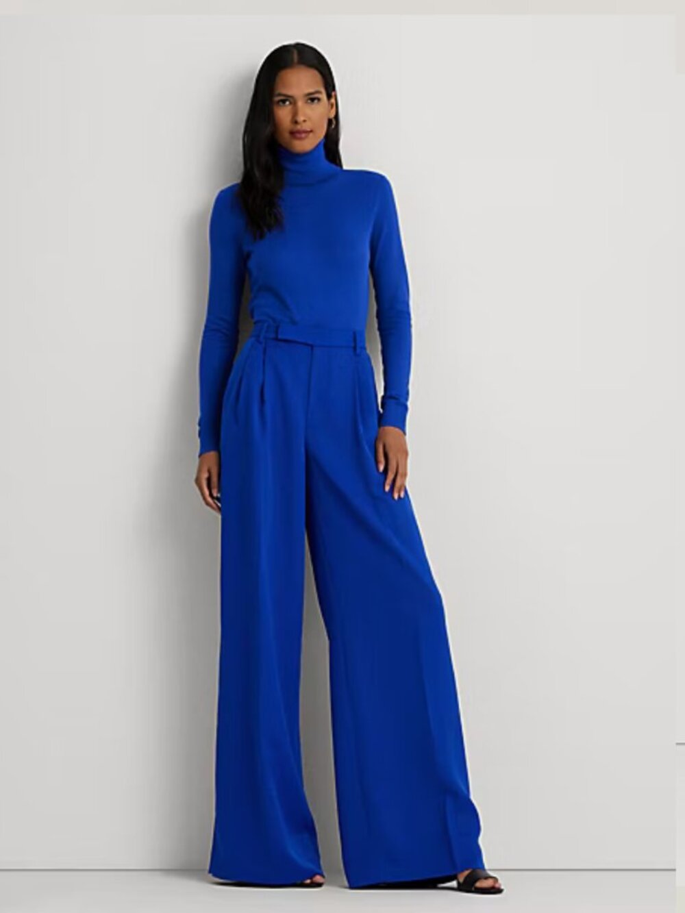 Lauren Ralph Lauren Women's Pleated Satin Crepe Wide-Leg Pant 12 - Picture 16 of 16